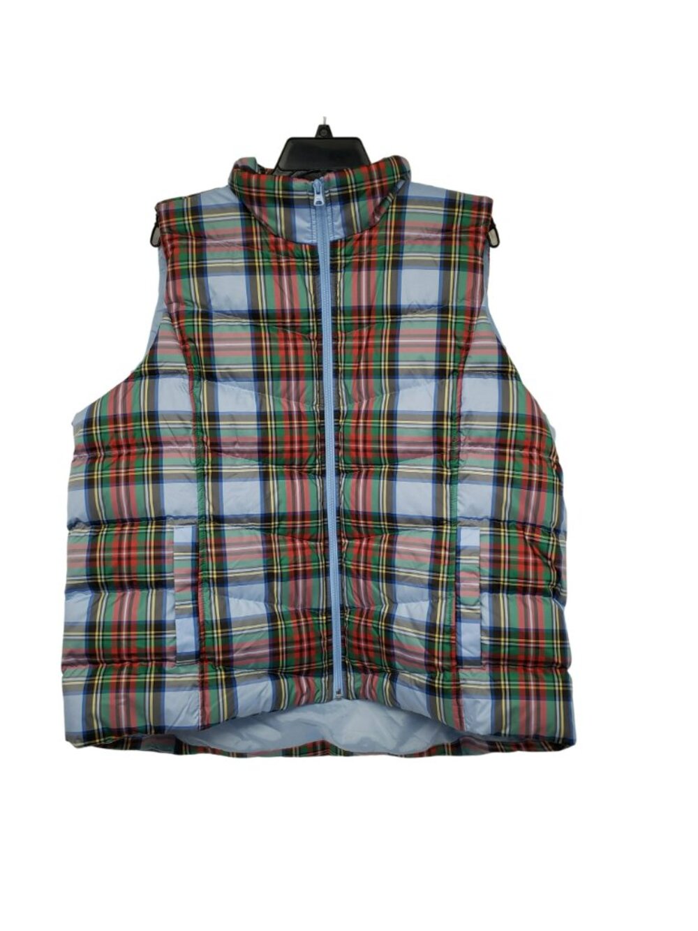 Lands End Blue Green Red Tartan Plaid Womens 1X Puffer Vest Fall Winter Holiday - Picture 5 of 10
